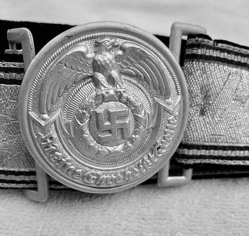 SS Officer’s BROCADE BELT &amp; BELT BUCKLE.