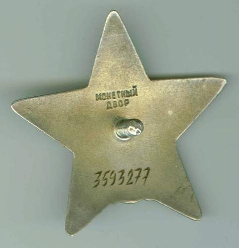 Order of the Red Star, Nr. 3593277, to a Major General