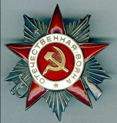 HELP with this order of the red star and order of the patriotic war
