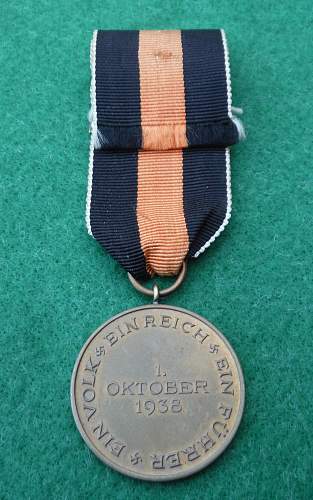 Medaille zur Erinnerung an den 1. Oktober 1938