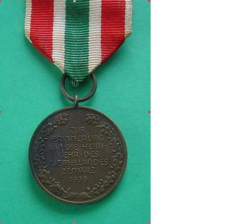 Medaille zur Erinnerung an die Heimkehr des Memellandes