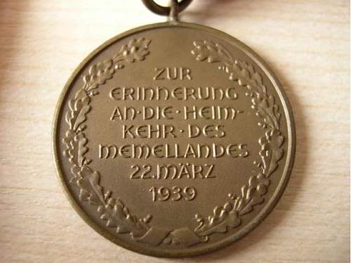 Medaille zur Erinnerung an die Heimkehr des Memellandes