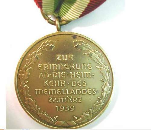 Medaille zur Erinnerung an die Heimkehr des Memellandes