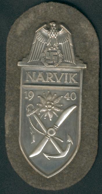 Germany III Reich. Narvik shield. Guilded, by the Kriegsmarine