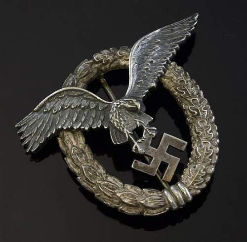Very rare OM Luftwaffe Flugzeugführerabzeichen.