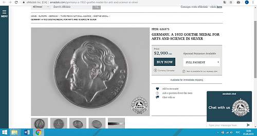 1932 German Swastika Goethe Medal for Science (internet 2900$ prices)