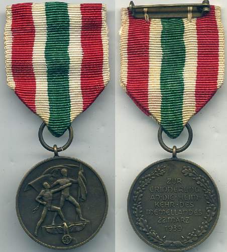 Medaille zur Erinnerung an die Heimkehr des Memellandes