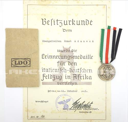 Medaille für den Italiensch-Deutschen Feldzug in Afrika