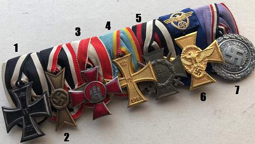 Medals on a bar