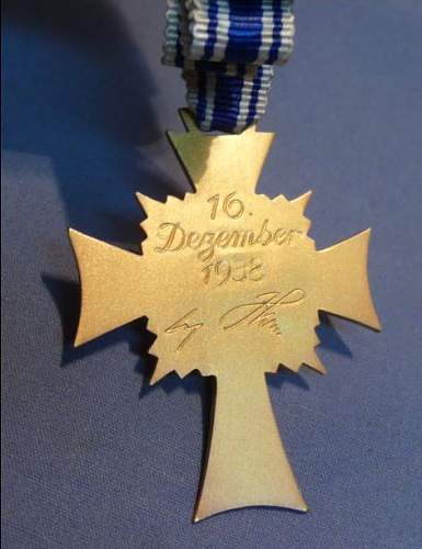 Ehrenkreuz der Deutsche Mutter Erste Stufe - Mother's Cross 1st Class (Gold) Real or Fake?