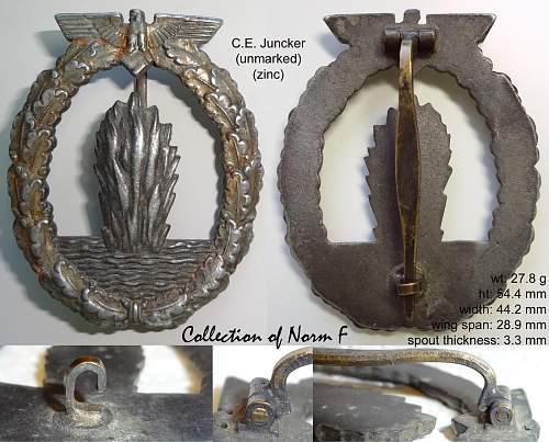 C.E. Juncker Kriegsabzeichen für Minensuch - U-Boots - Jagd - und Sicherungsverbände.