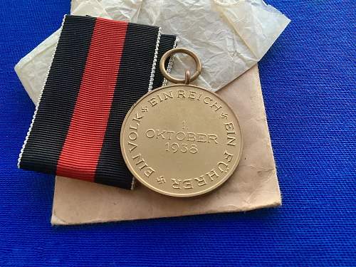 Die Medaille zur Erinnerung an den 1. Oktober 1938