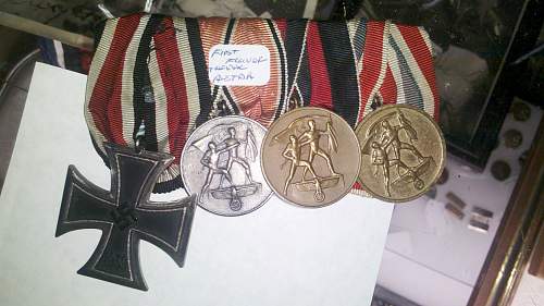 Medal bar: EKII, Czech and Austrian Annex medals, and Memel medal