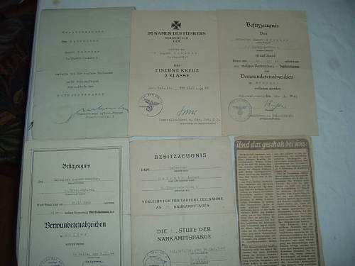 Document Grouping to a Jaeger w Nahkampfspangen, EK etc