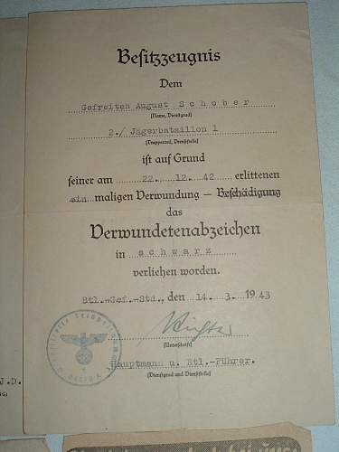 Document Grouping to a Jaeger w Nahkampfspangen, EK etc