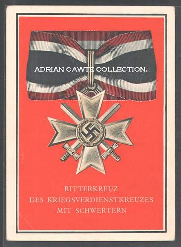 Die Kriegsorden Des Grossdeutschen Reiches postcard series.