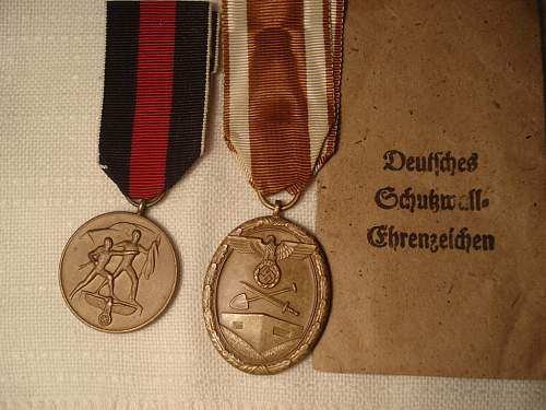 Schutzwall  and The Sudetenland  Medal