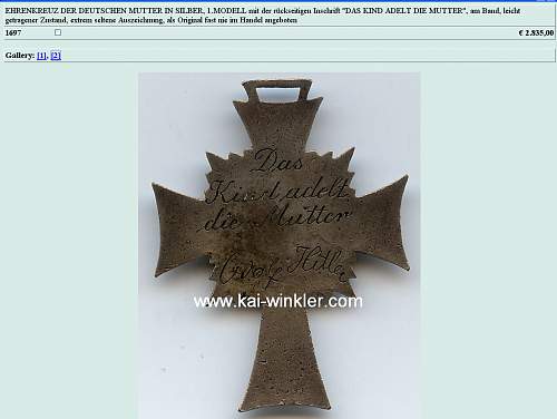 Ehrenkreuz der Deutschen mutter silber/bronze, horner cross