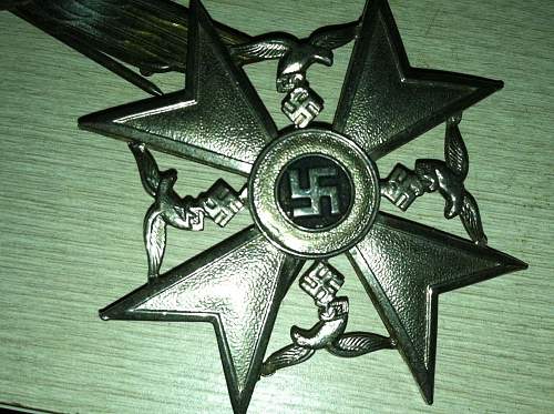 Ritterkreuz des Kriegsverdienstkreuzes mit Schwertern, Spanienkreuz, Infanterie-Sturmabzeichen, Dienstauszeichnung der NSDAP 25 Jahre.