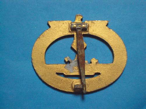 Ww2 german sub badge-  u-boot badge  kriegsabzeichen l/56