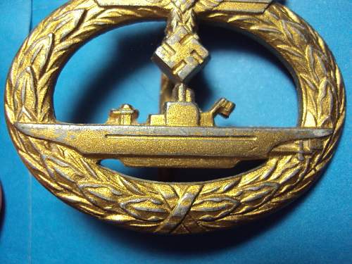 Ww2 german sub badge-  u-boot badge  kriegsabzeichen l/56