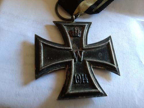 German Merit medal and WWI iron crosses