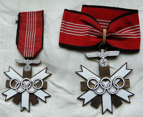 Olympic medals - first &amp; second class enamel awards
