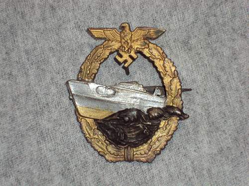 Ww2 german navy badge e.boot badge schnellboot-kriegsabzeichen French made ???