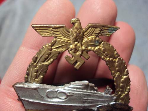 Ww2 german navy badge e.boot badge schnellboot-kriegsabzeichen French made ???