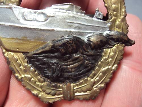 Ww2 german navy badge e.boot badge schnellboot-kriegsabzeichen French made ???