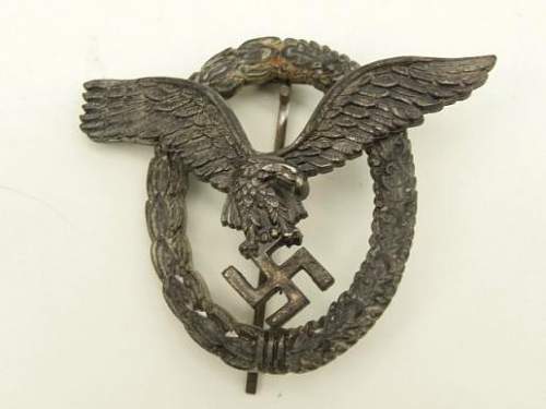 WW2 Luftwaffe Combined Pilot Observer Badge  Assmann maker