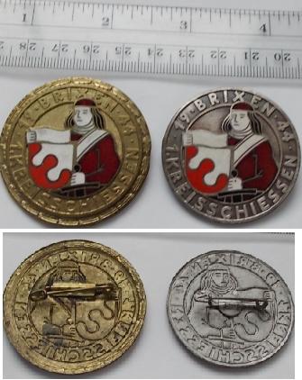 Brixen 1944 Kreisschiessen gold and silver badges