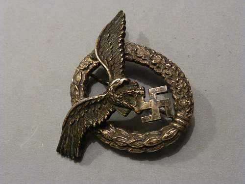 LW doppelt abzeichen Pilot observers Badge