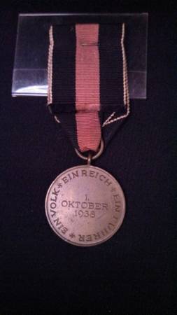 Die Medaille zur Erinnerung an den 1. Oktober 1938