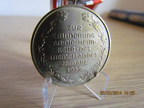 Medaille zur Erinnerung an die Heimkehr des Memellandes.