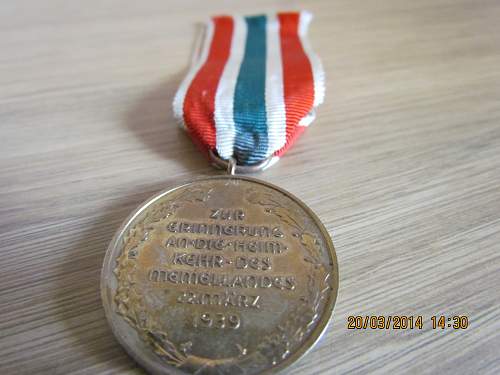 Medaille zur Erinnerung an die Heimkehr des Memellandes.