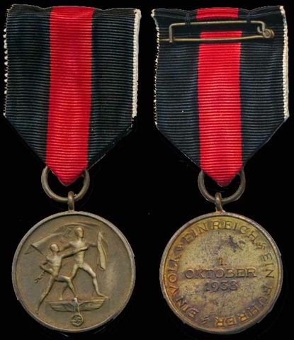 Die Medaille zur Erinnerung an den 1. Oktober 1938