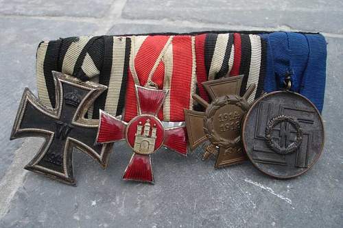 SS 8 year service medal in 4 medal bar.