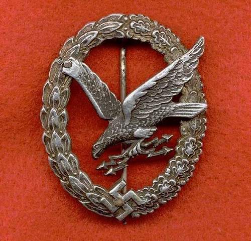 Assmann Aluminum Radio-Gunner Badge