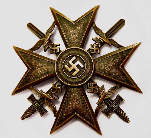 Spanienkreuz in Bronze mit Schwerter double maker mark