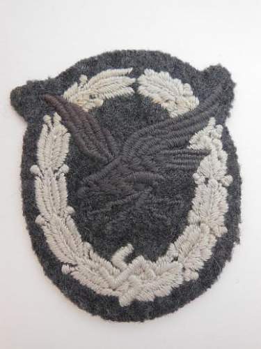 Fliegerschützenabzeichen mit Blitzbündel Cloth Badge