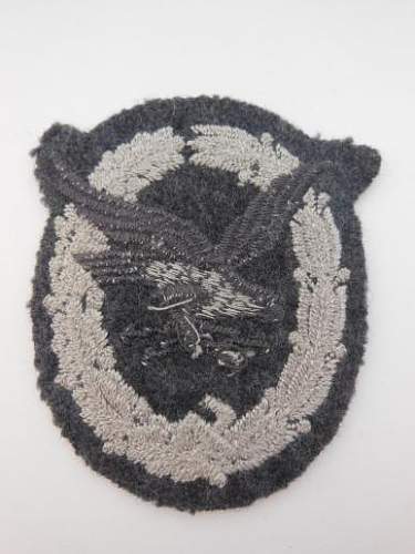 Fliegerschützenabzeichen mit Blitzbündel Cloth Badge