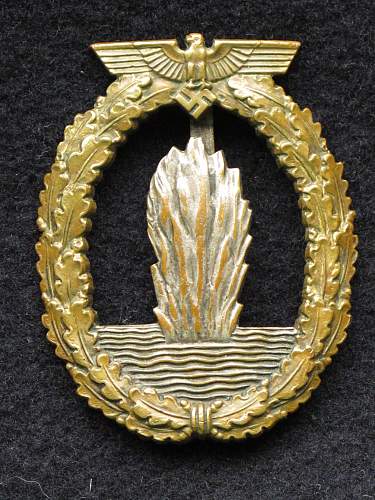 Default Unmarked Kriegsabzeichen für Minensuch/Mine sweeper badge Solid Tombac