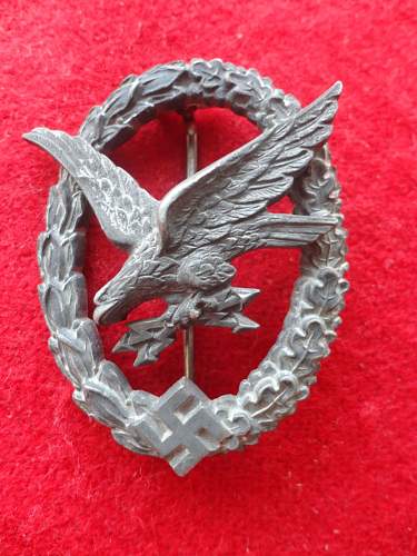 Fliegerschutzenabzeichen fur Bordschutzen und Bordmechaniker - Luftwaffe Airgunner and Flight Engineer Badge.