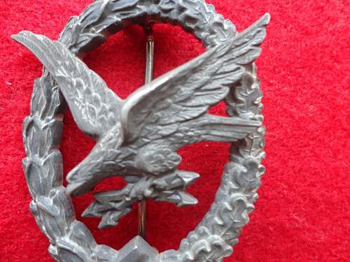 Fliegerschutzenabzeichen fur Bordschutzen und Bordmechaniker - Luftwaffe Airgunner and Flight Engineer Badge.