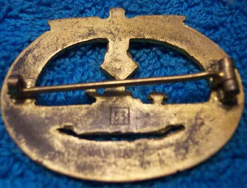 U-Boat Bade Marked &quot;53&quot; and 25 Year Faithful Service Cross: Authentic Pieces?