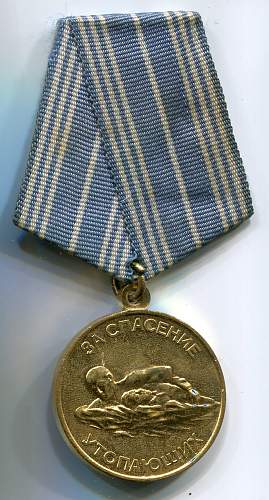 Documents and Medal for Drowning Person Rescue