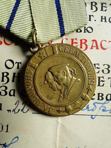 Medal and document for the defense of Sevastopol!