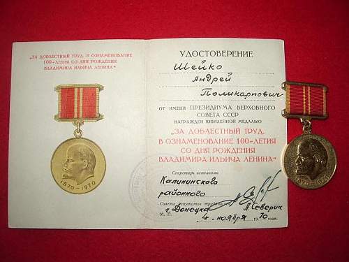 Leningrad group, documents and medals.