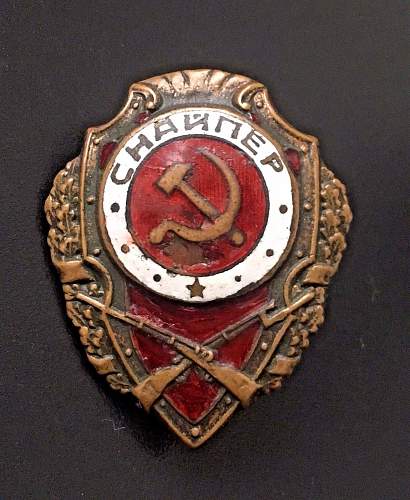 With this supposedly Soviet Sniper Badge